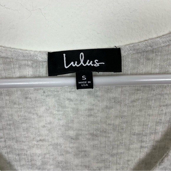 Lulu's Button Down Sweater with Drawstring Tie Front- Gray- Size Small - Picture 3 of 3